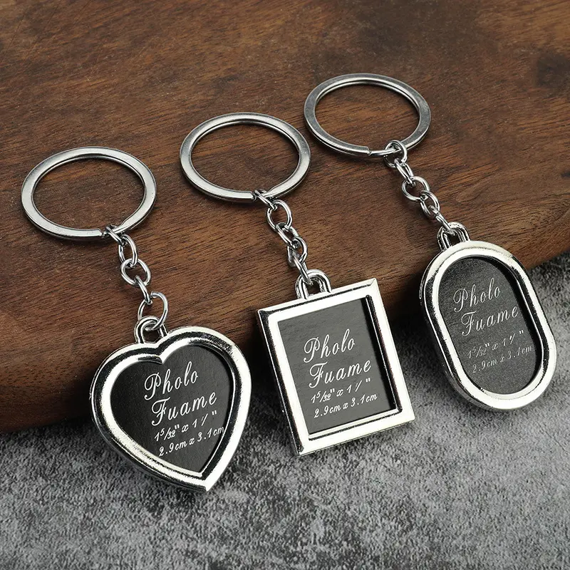 Mini porte-clés photo personnalisé à faire soi-même Porte-clés cadre photo vierge Porte-clés cadre photo en métal Porte-clés à sublimation logo personnalisé