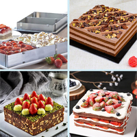 Moule à gâteau carré réglable en acier inoxydable, outil de pâtisserie antiadhésif