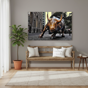 Urban Majesty: New York Bull Print Canvas Artwork, Modern Cityscape Decor,<b>WRAPPED</b> CANVAS - Product Image 3