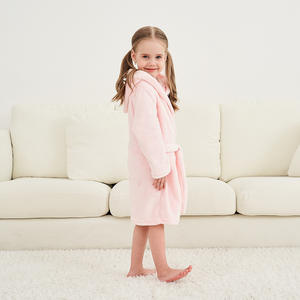 Pyjama en flanelle <span class=keywords><strong>de</strong></span> qualité pour enfants, robe <span class=keywords><strong>de</strong></span> nuit pour enfants, robe <span class=keywords><strong>de</strong></span> chambre unie pour petits garçons et filles avec capuche - Product Image 2