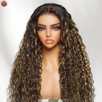Perruques de cheveux humains 13x4 HD avec dentelle transparente, longues, brun miel, bouclées en vagues profondes, cuticules alignées, pour usage quotidien et coiffures de fête