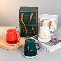 Ensemble de tasses à café en céramique intelligentes avec chauffe-tasse, contrôle de la température, logo personnalisé, cadeau pour le bureau ou la maison