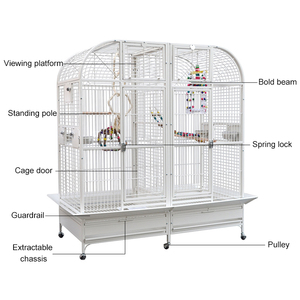 Büyük papağan kafesi paslanmaz çelik güçlü kuş yetiştiriciliği uçuş kafesi papağan amerika papağanı tekerlekler ve tepsi ile - Product Image 3