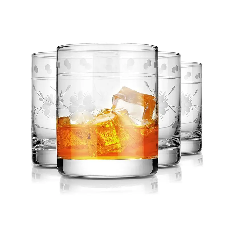 Doppio vecchio stile personalizzato Logo Lowball Scotch Whisky tazza da Cocktail personalizzato Vintage in vetro di roccia di Whisky inciso