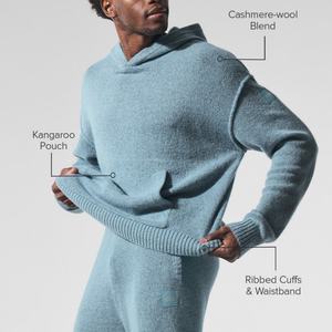 Felpa da uomo personalizzabile in pile lavorata a maglia in <span class=keywords><strong>Cashmere</strong></span> misto lana Merino Pullover con cappuccio - Product Image 2