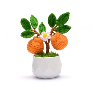 Albero d'Arancio in <span class=keywords><strong>Vaso</strong></span> con <span class=keywords><strong>Fiori</strong></span> Artificiali, Decorazione Natalizia per la Casa, Bouquet in Cotone Puro all'Uncinetto, Fatto a Mano, Realistico e Duraturo - Product Image 1