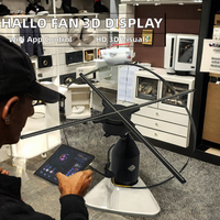 Kipas Holografik 3D Halloysk 45cm Kontrol Aplikasi WiFi untuk Pendidikan Dalam Ruangan, Hemat Biaya, Layar LED HD, Sudut Pandang 170°, Garansi 1 Tahun
