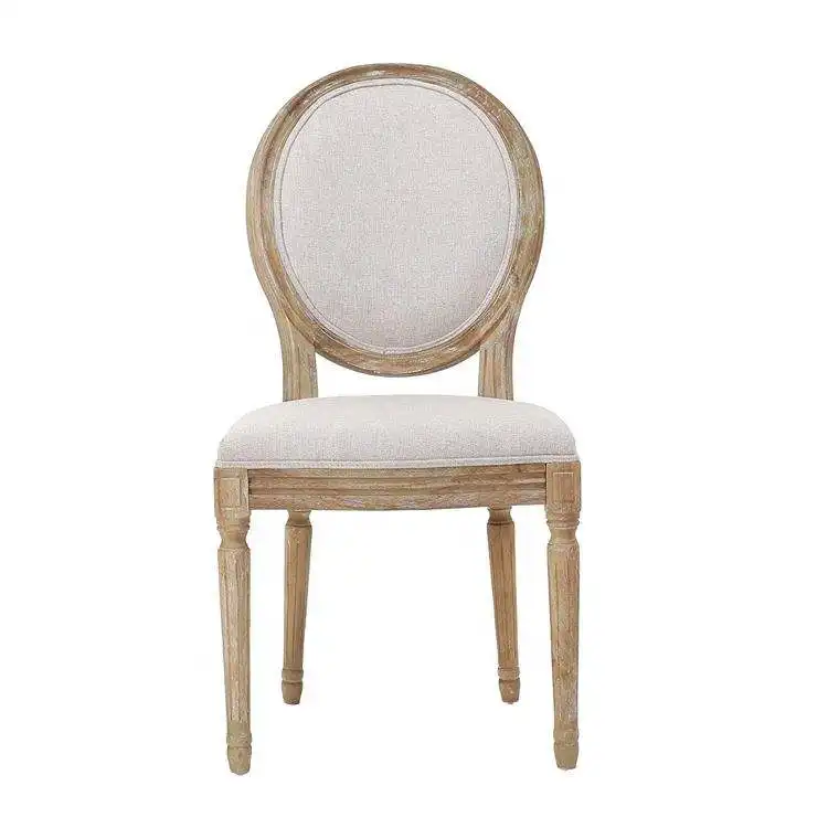 Sedia da pranzo di lusso antico velluto di legno tessuto di lino mobili per la casa Design europeo sedia con schienale rotondo