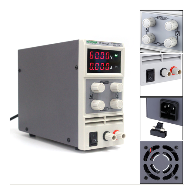 KPS605DF 0-60V/0-5A 110V-230V 0.1V/0.001A EU LED Digital Adjustable Switch DC Power Supply KPS-605DF MA Display