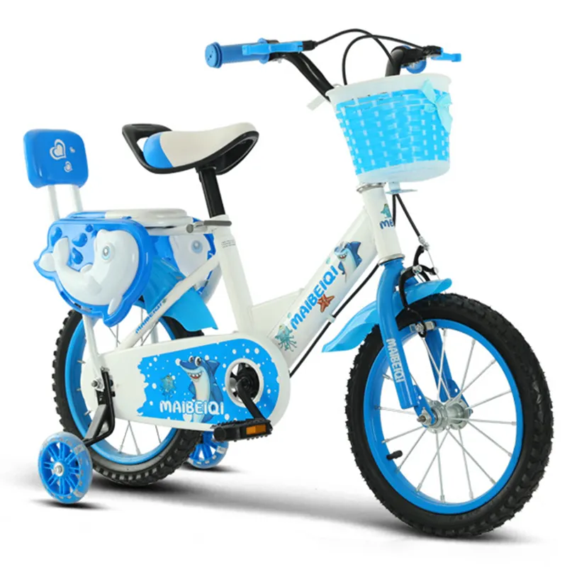 Bicicleta con respaldo incluido para niños de 12, 14, 16, 18 pulgadas, bicicleta para niños pequeños con ruedas de entrenamiento y cesta