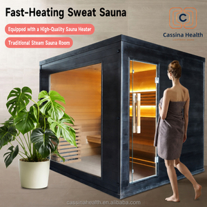 Cabine de sauna extérieure moderne <span class=keywords><strong>Cassina</strong></span> Black 2360 mm en hemlock foncé, préfabriquée, chauffage rapide 185F, certifiée ETL et FSC, qualité commerciale - Product Image 3
