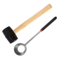 Outil d'ouverture en acier inoxydable de qualité alimentaire avec manche en bois, marteau ouvre-noix de coco, ensemble d'outils pour jeunes noix de coco