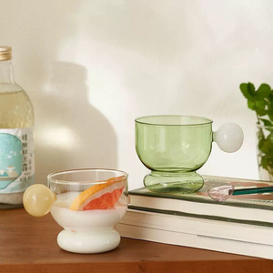 แก้วน้ำทรงกลมแบบซ้อนได้พร้อมหูจับทรงกลม แก้วบอโรซิลิเกตคุณภาพสูง ดีไซน์สวยงาม เหมาะสำหรับใช้ในบ้านและร้านกาแฟ - Product Image 6