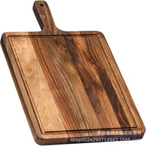 Acacia <b>Wood</b> Cutting Board Square With Handle Kitchen Chopping <b>Block</b> For Bread Fruit Household Use - Product Image 1