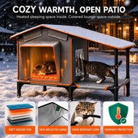 Nouvelle Villa pour Chat d'Extérieur Personnalisée en Usine, Tapis Chauffant Imperméable et Chaud, Abri Surdimensionné pour Chats Sans-abri en Tissu Oxford, Toutes Saisons