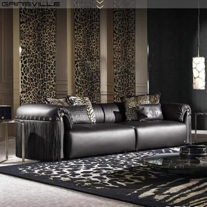 Mobilier haut <span class=keywords><strong>de</strong></span> gamme Villa <span class=keywords><strong>de</strong></span> luxe moderne brun chocolat canapé 2 places en cuir véritable nubuck - Product Image 3