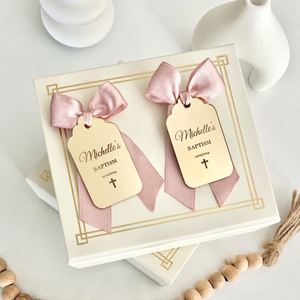 Etiqueta Rectangular de Acrílico Grabada con Láser, Regalo Personalizado de Moda para Boda, Nombre de Bebé, Bautizo, Primera Comunión - Product Image 3