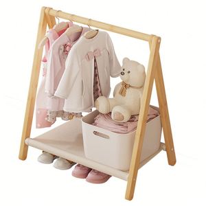 Porte-vêtements pliable en bois personnalisable, multifonctionnel et détachable pour chambre, salon et accessoires pour animaux de compagnie - Product Image 1
