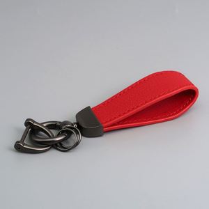 Luxury PU Leather <b>Customized</b> Eco-Friendly Silk Screen Printed Rectangle Shape Keychain Strap Zinc Alloy Ring Black Red Green <b>Key</b> - Product Image 5