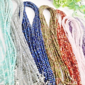 Mini bijoux en pierre naturelle cristal de Quartz rose Tourmaline Lapis 3mm pierres précieuses arc-en-ciel à facettes perles rondes collier ras du cou - Product Image 2