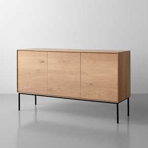 <span class=keywords><strong>Aparador</strong></span> de Salón Grande con Patas de Metal Negro Estilo Industrial y Panel de Madera de Roble <span class=keywords><strong>Blanco</strong></span> - Product Image 3