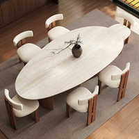 Table à manger ovale en bois blanc pour usage domestique