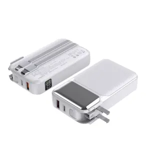 2024 new arrivals Custom Logo 10000Mah 20000MAH Power Bank AC Adapter Built in Cable PD 22.5W fast Power Bank