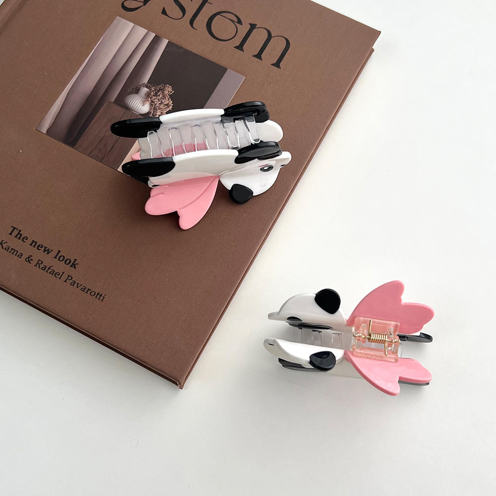New Cute Sweet Simple Versatile Flying Panda Hair Clip Acetate Claw Clip for Women Cartoon Animal Headwear Accessories