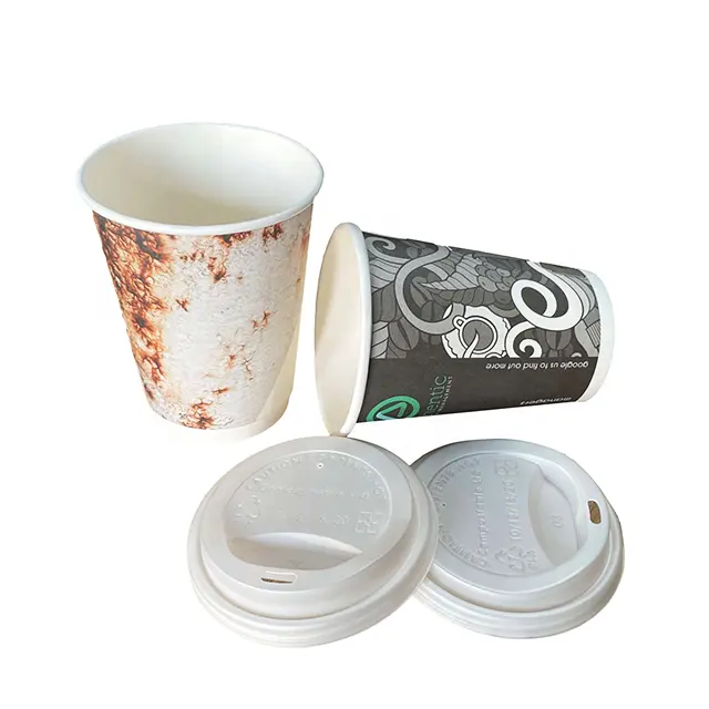 Food grade disposable take away black white pla coffee paper cup lids paper cup cover lid pla lid plastic