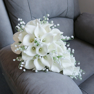 <span class=keywords><strong>Bouquet</strong></span> <span class=keywords><strong>de</strong></span> fleurs artificielles en soie, calla et roses, pour décoration <span class=keywords><strong>de</strong></span> mariage - Product Image 3
