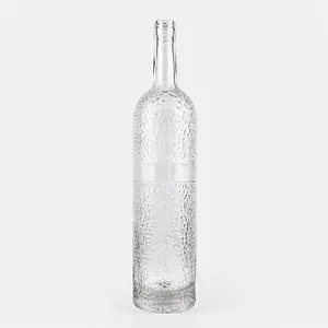 長いボトル背が高くて薄いガラスウォッカウイスキーライチパターンガラスワインボトル