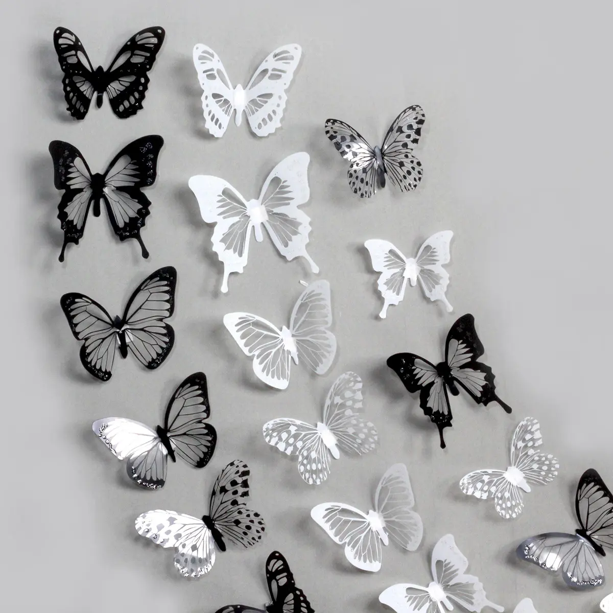 18 Pcs/Set Black White 3D Butterfly Wall Stickers Wedding Decoration Bedroom Living Room Home Decor Butterflies Decals Decals