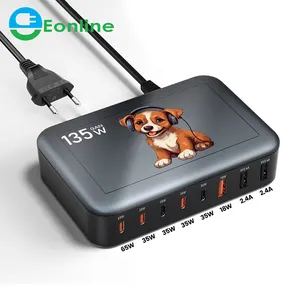 EONLINE 3D GaN 135W Schnell ladegerät 8-Port USB C Lade kraftwerk mit 65W 35W PD3.0 18W QC3.0 für MacBook Phone 15 Samsung