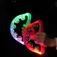 Led Light up Musical Wedding Tambourine Led Rattle 7 Colors Handheld Percussion Instrument Nightclub Supplies for Party Gifts