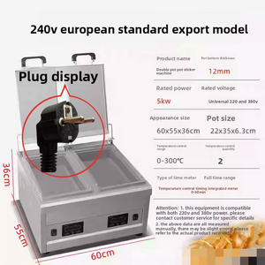 110V商用电熨斗，用于煎饺和春卷，双头便携式炉具，带大锅 - Product Image 6