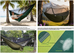 Hamac moustiquaire Navyice Pro, capacité 300 kg, maille haute densité 35g, système de poteaux en arche, vente en gros 40HQ FCL - Product Image 3