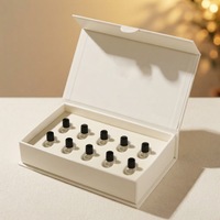 Boîte cadeau personnalisée écologique à fermeture magnétique pour échantillons de parfum et bouteilles d'huiles essentielles 1ml 2ml 5ml 10ml, format voyage, gaufrage