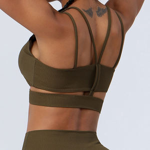 Tenues d'entraînement SHINBENE 2 pièces coussinets fixes côtelés soutien-gorge taille haute Leggings ensembles formation vêtements <span class=keywords><strong>de</strong></span> sport costumes <span class=keywords><strong>de</strong></span> Yoga - Product Image 2