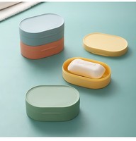 Outdoor-Reise-Seifenbox, tragbar, umweltfreundlich, für Badezimmer, wasserdicht, auslaufsicher, Kunststoffgehäuse mit Deckel, einfacher Stil, 4 Farben