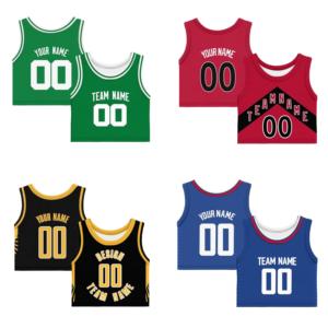 Crop top jersey personnalisé uni Hawaii, débardeur de <span class=keywords><strong>basket</strong></span>-ball court, tenue de sport pour femme, débardeur court en maille pour <span class=keywords><strong>fille</strong></span> - Product Image 3