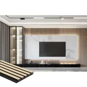 Sound Absorption Construction Decoration Material Polyester Fiber Slat Wood Acoustic Panel