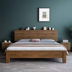 2025 nuevo modelo cama de almacenamiento de tamaño Queen <span class=keywords><strong>madera</strong></span> de nogal cama de nube gruesa bolsa suave marco Simple camas de <span class=keywords><strong>madera</strong></span> con mesas laterales - Product Image 1