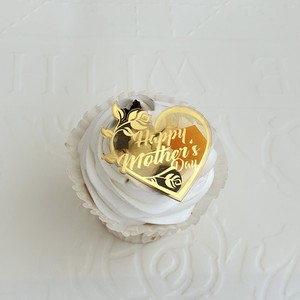 Decoración de Pastel Acrílica con Diseño de Corazón y Flores, para el Día de la Madre, Cumpleaños, Adorno para Cupcakes, Decoración de Pastel de Plástico - Product Image 1