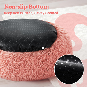Coussin rond moelleux et luxueux pour chat et chien, type donut, en peluche chaude, vente en gros - Product Image 4