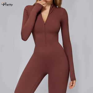 Tuta da ginnastica a maniche lunghe con cerniera anteriore 2025 nuovo arrivo che aggiunge un abbigliamento Fitness in <span class=keywords><strong>pile</strong></span> per tenere al caldo - Product Image 5