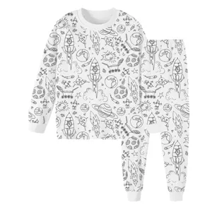 DIY promotion Kids Pajamas T shirts 2T Sleepwear Set Cotton Girl Boy Unisex Children Painting Drawing Pajamas