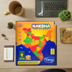Rompecabezas Educativo del Mapa de la India para Niños, Aprendizaje de Geografía y Capitales, Juguete Montessori de Cartón con Bolsa de Almacenamiento, Impresión a Todo Color - Product Image 1