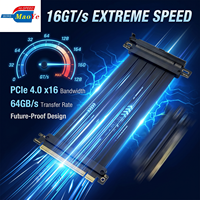 Kabel Ekstensi PCIe 4.0 X16 Kecepatan Tinggi 64GB/s 16GT/s Tanpa Kehilangan Sinyal RTX 5090/5080/5070 RX 9070 XT Kompatibel dengan Model PCIe 3.0
