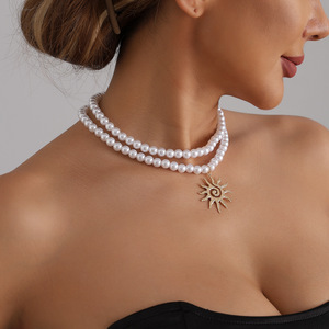 Collar de ducha de perlas de imitación de estilo barroco de moda transfronteriza europea y americana temperamento de nicho versátil Internet - Product Image 1