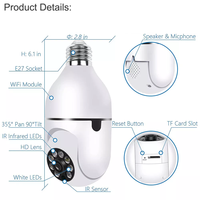 Caméra IP de surveillance intelligente sans fil HD 1080P pour la maison, P2P sans fil, 360 degrés PTZ, ampoule intelligente avec matériau plastique
